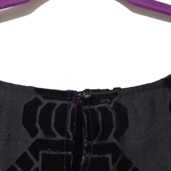 TALBOTS BLACK VELVET ¾ SLEEVE BOATNECK BURNOUT DRESSY BLOUSE XL HOLIDAY CRUISE - Picture 4 of 5